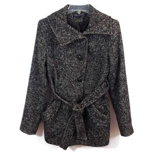 Anne Klein Black White Wool Blend Coat Jacket